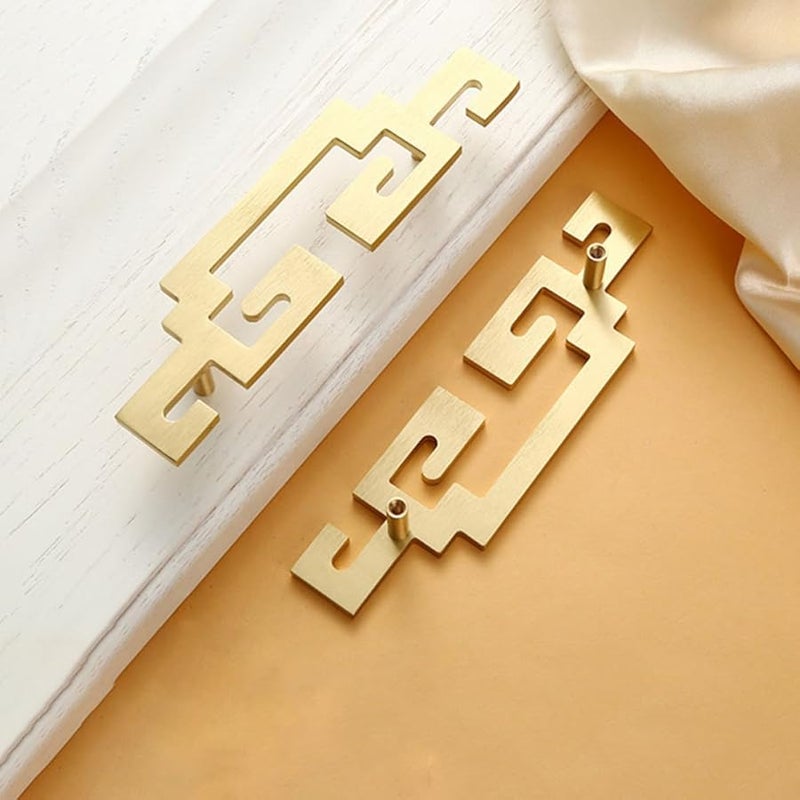 Hollow Golden Brass Cabinet Handle Traditional Chinese Style Vintage Hardware - Image 4